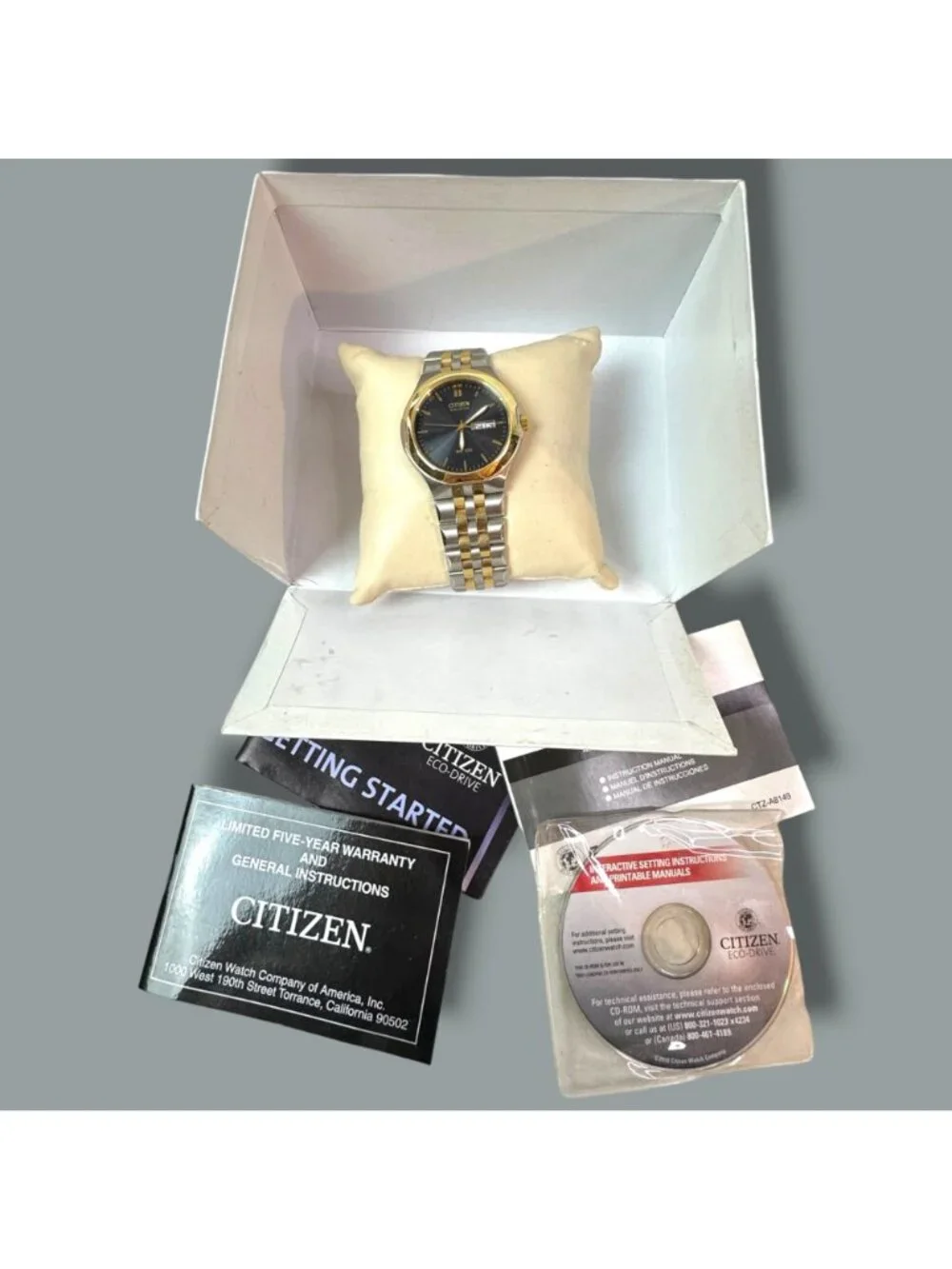 Citizen Eco-Drive Mens Two-Tone Watch With Box & Manuals - Model CB H144 - Solar